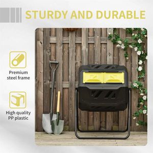 Aeratore per compost e fertilizzanti composto a tamburo rotante da esterno giallo 162L - Product Image 6