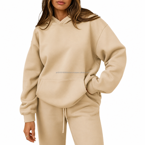 Ensemble de vêtements pour femmes en 2 pièces, respirant, imprimé, avec sweat à capuche à manches longues et pantalon large - Product Image 1