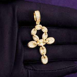 Pendentif Croix Ankh pour Homme en Argent Sterling 925, Style Hip Hop Iced Out, Moissanite Couleur GRA D, Passe le Testeur de Diamant - Product Image 3
