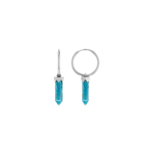 Pendientes Colgantes de Plata de Ley 925 con Larimar en Forma de Lápiz, Engaste con Pegamento, Regalo Moderno para Bodas y Fiestas - Product Image 1