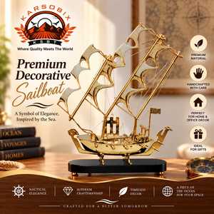 Modèle de voilier décoratif en laiton, artisanal, décoration nautique pour la maison, le bureau, la table, cadeau maritime et aménagement intérieur - Product Image 2
