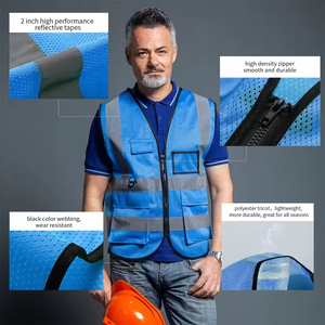 Fournisseur en gros propose des gilets en polyester fluorescent respirant pour vêtements de travail de construction avec étiquette privée et éléments réfléchissants. - Product Image 6