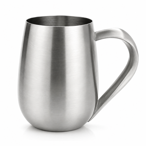 Vaso de acero inoxidable con asa, logotipo personalizado, jarra de cerveza de metal premium, vaso de café con forma de barril para bar, buen precio. - Product Image 1