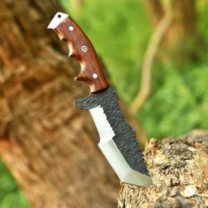 Mini Cuchillo de Supervivencia de Acero Inoxidable para Exteriores, Mango de Madera de Palisandro, Cuchillo Multiusos Portátil para Camping y Caza - Product Image 2