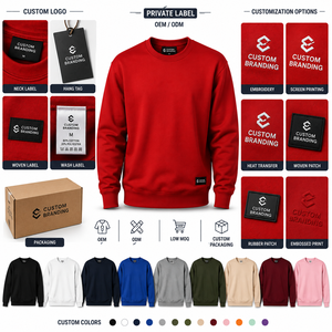 เสื้อสเวตเชิ้ตคอกลมผ้าฝ้ายฟลีซสำหรับผู้ชาย แบบสวมหัว รับผลิตแบบ OEM ODM แบรนด์ส่วนตัว ขายส่งจากโรงงาน - Product Image 6