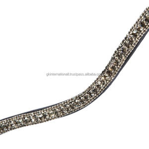 Caballo ecuestre Cuero Diamante Jeweled ceja banda Bling 5 filas Cristales de vidrio blanco Brida decorativa ceja banda OEM aceptado - Product Image 2