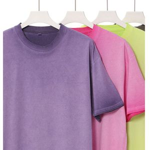 T-shirt décontracté pour homme 100 % coton à manches courtes col rond couleur unie respirant coupe classique en jersey tricoté teint uni - Product Image 6