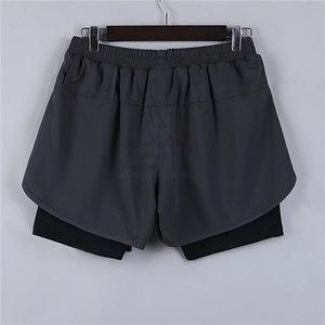 OEM Men's 2-in-1 Sports Shorts Double-<b>Layer</b> Gym Workout Pockets Elastic Waist Closure 100% Cotton Canvas Solid Quick Dry - Product Image 5