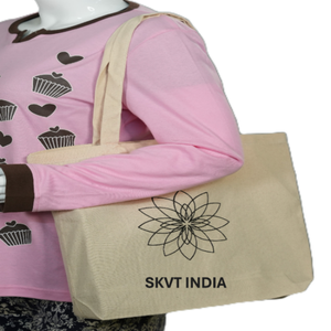 100%Organic Reusable Cotton Canvas Tote Bag with Animal Prints Custom Logo Zipper Closure Two <b>Straps</b>-Women's <b>Shoulder</b> Bag - Product Image 5