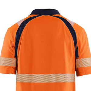 <b>Orange</b> Men's Hi Vis <b>Polo</b> Shirt Short Sleeve Reflective Safety Work Wear Quick Dry Knitted Polyester Casual Style - Product Image 6
