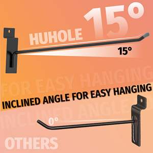 HUHOLE - Juego de 32 Ganchos Negros para Panel de Lamas, 4+6+8 Pulgadas, Estilo Industrial, Fácil Instalación en Pared - Product Image 1