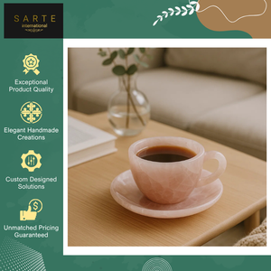 Colección Exclusiva de Juego de Té de Cristal Curativo de Piedras Preciosas Ecológicas Talladas y Grabadas a Mano, Tazas y Platillos de Cuarzo Rosa en Forma de Corazón - Product Image 5
