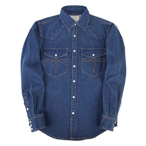 High Quality Vintage Style Denim <b>Shirt</b> For <b>Men</b> <b>Long</b> <b>Sleeved</b> Top <b>Stripe</b> Embroidery Breathable Anti Pilling Denim <b>Shirt</b> For <b>Men</b> - Product Image 4