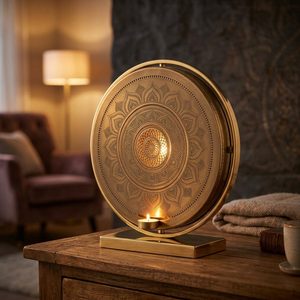 Handmade 26 cm Deep <b>Brass</b> Candle <b>Lantern</b> Tall Antique <b>Brass</b> Projects for Home Decor Wedding-Rangoli Mandala Rangoli Projector - Product Image 2