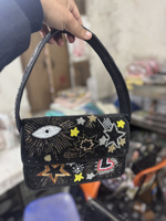 Tas Selempang Bordir Bohemian Modern India Buatan Tangan dengan Manik-Manik, Ringan, Kapasitas Besar, Tas Wanita untuk Acara Malam