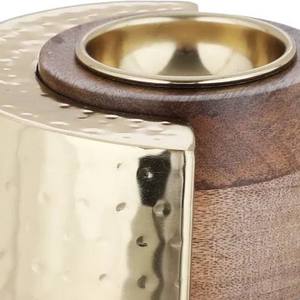 Modern Wood and Metal Incense Burner Bulk Luxury Mango Wood Bakhoor Censer with <b>Hammered</b> Gold Finish <b>Frame</b> and Metal Liner - Product Image 6