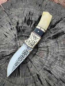 Cuchillo de bolsillo multifunción de acero inoxidable de Damasco 440C hecho a mano personalizado mango de hueso cuchillo de uso diario OEM disponible - Product Image 5