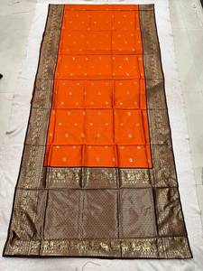Orange Banarasi Silk <b>Saree</b> For Women Luxury Zari Border Designer Wedding Party Wear Traditional Indian Ethnic <b>Saree</b> With <b>Blouse</b> - Product Image 5