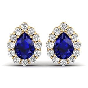ต่างหูเพชรทรงหยดน้ำ REYES ทำมือ ทอง 14K ได้รับการรับรองจาก IGI น้ำหนัก 1.03 กะรัต ประดับพลอยไพลินสีน้ำเงินทรงรัศมี - Product Image 2