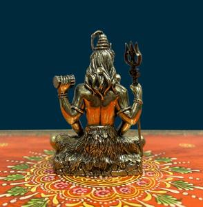 Artesanía Premium, Pequeña Estatua de Shiva Sentado en Latón Puro, Decoración para Templos Hindúes y Hogar, Hecho a Mano en Rajastán - Product Image 2
