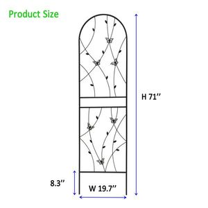 Set di 4 tralicci da giardino in metallo per esterni, 180 cm x 50 cm, antiruggine, supporto per piante rampicanti, per fiori e farfalle - Nero - Product Image 2