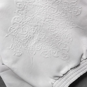 OEM Custom Fashion High Quality Motorcycle <b>Jacket</b> for <b>Men</b> <b>Men's</b> <b>White</b> Embossed Zip up Leather Varisty <b>Jacket</b> - Product Image 4