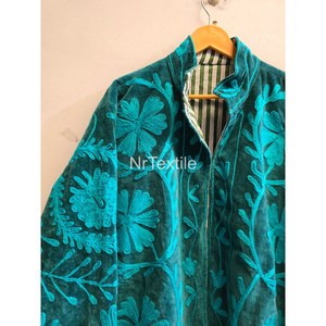 Embroidered Floral Velvet Blazer <b>Women's</b> Shawl Collar Full Sleeve Regular Length Autumn <b>Single</b> <b>Breasted</b> Jacket - Product Image 5