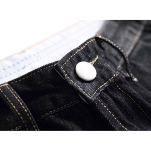 Shorts en toile pour hommes sur mesure de haute qualité, déchirés, avec broderie appliquée, motif uni, respirants, écologiques, 100% coton - Product Image 2