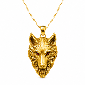 Collar con Colgante de Cabeza de Lobo Chapado en Oro, Cadena de Plata de Ley 925, Joyería Animal Minimalista, Regalo para Uso Diario - Product Image 1