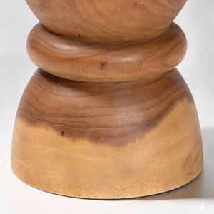 Taburete de madera maciza de Suar hecho a mano, mesa auxiliar de madera de Monkey Pod seca al horno, mesa auxiliar redonda con forma de reloj de arena para sala de estar - Product Image 4