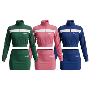Women's 2-Piece Fleece Shorts <b>Set</b> Stand Collar Zipper Jacket Embroidered Logo Casual Loose Fit All Seasons Sportswear - Product Image 5