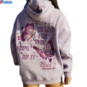 Sudadera con Capucha Personalizada con Logotipo PINK PALIN para Mujer, Estampado de Mariposas, Sudadera Informal de Mezcla de Algodón, Estilo Primavera, Diseño de Logotipo en la Espalda - Product Image 6