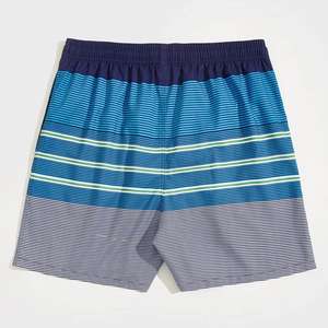 Shorts de plage d'été décontractés, nouveauté, couleur unie, imprimé rayé, vente en gros OEM, avec cordon de serrage - Product Image 5