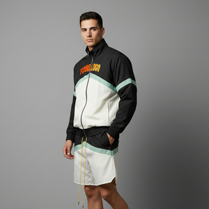 Custom Premium Quality Customized <b>Men's</b> 2 Piece Set 100% Cotton Solid Eco-Friendly Streetwear <b>Summer</b> Casual Wear <b>Jacket</b> Shorts - Product Image 6