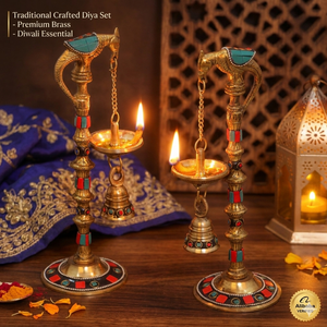 Juego de Diyas de Latón Premium, Lámpara de Aceite Colgante Tradicional, Decoración para el Hogar y el Templo, Iluminación Festiva, Diseño Elegante y Duradero - Product Image 1