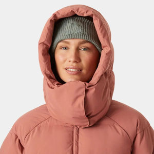 Veste matelassée rose à capuche avec fermeture éclair et poches avant, coupe longue décontractée, coupe ample, coupe-vent, épaisse et matelassée pour l'hiver - Product Image 3