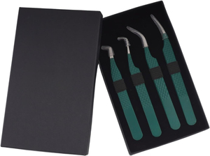 Stainless Steel Eyelash Tweezers Set for Eyelash Extension High Quality Perfect Grip Customizable Options 10MM Length Multi-Tip - Product Image 2