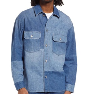 Cumbre Sports Wholesale Custom Made Denim Jeans <b>Shirt</b> <b>Patchwork</b> Oversize Drop Shoulder Denim Jeans <b>Shirts</b> For Mens Breathable - Product Image 1