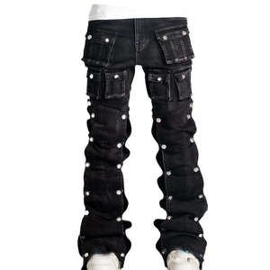 Jeans de Diseñador para Hombre, Corte Slim Fit, al por Mayor, de Alta Calidad, a la Moda, Negros, Estilo Biker, Cintura Media, Ropa Urbana - Product Image 1