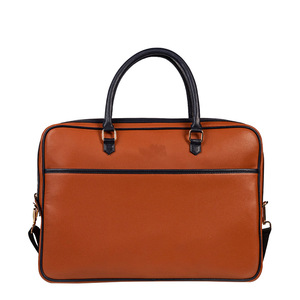 Genuine Leather Durable Laptop <b>Bag</b> Large Capacity Business Briefcase Padded <b>Computer</b> Compartment Zipper Closure Shoulder Strap - Product Image 5