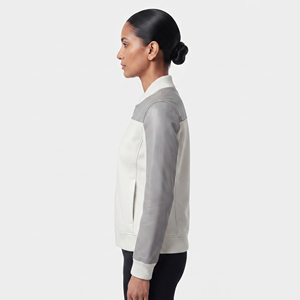 Premium Women's Full Zip <b>Leather</b> Bomber <b>Jacket</b> with Front Pockets Reversible & Breathable <b>Winter</b> Design - Product Image 3