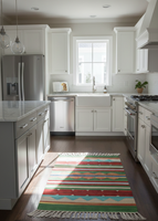 Tapis/chemin de table en coton fait main de qualité supérieure, motif floral moderne, lavable en machine, réversible, épaisseur personnalisable, idéal pour les voyages