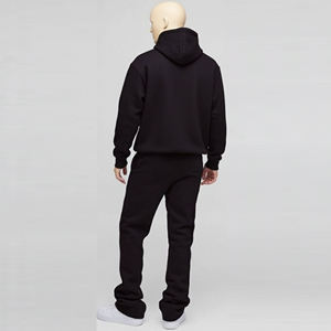 Conjunto Deportivo Informal de Dos Piezas para Hombre, Sudadera con Capucha Negra Extra Grande, Pantalones Deportivos de Felpa de Algodón - Product Image 3