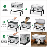 Mangeoires automatiques pour poulets JH-Mech, autoportantes avec bouchon, 25 lb, 4 ports, toutes saisons, en acier galvanisé de grande taille