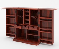 Meuble Bar Moderne en Bois de Chêne Massif avec Rangement pour Vins, 4 Compartiments, Tiroirs, Poignées Métalliques, Organisateur de Boissons Autonome pour Salon et Maison