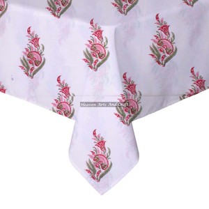 Mantel cuadrado de algodón con estampado floral chic de 60 pulgadas, hecho a mano, para exteriores, hogar y bodas, para cubrir mesas de comedor, fiestas y banquetes. - Product Image 3