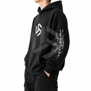 Sudadera con Capucha Personalizada para Hombre, Negra, de Invierno, Ecológica, Transpirable, de Forro Polar, Corte Regular, Informal, con Bolsillo Delantero - Product Image 4