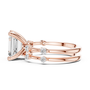 Anillo de Compromiso y Boda de Lujo de Oro de 14K con Diamante Cultivado en Laboratorio de Corte Esmeralda de 2.5 Quilates Certificado por IGI de Aries Jewel con Banda a Juego - Product Image 4