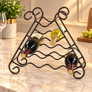Organizador de Botellas de Vino de Hierro con Acabado Champán, con Marco de Malla Metálica y Soportes de Anillo para el Hogar, Bar, Restaurante, Bodega y Uso Comercial - Product Image 5