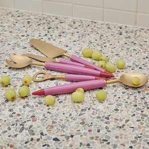 Ensemble de couverts de table en acier inoxydable avec manche en résine de qualité supérieure, cuillère, fourchette, couteau - Réutilisable, écologique, passe au lave-vaisselle, vaisselle de fête - Product Image 3